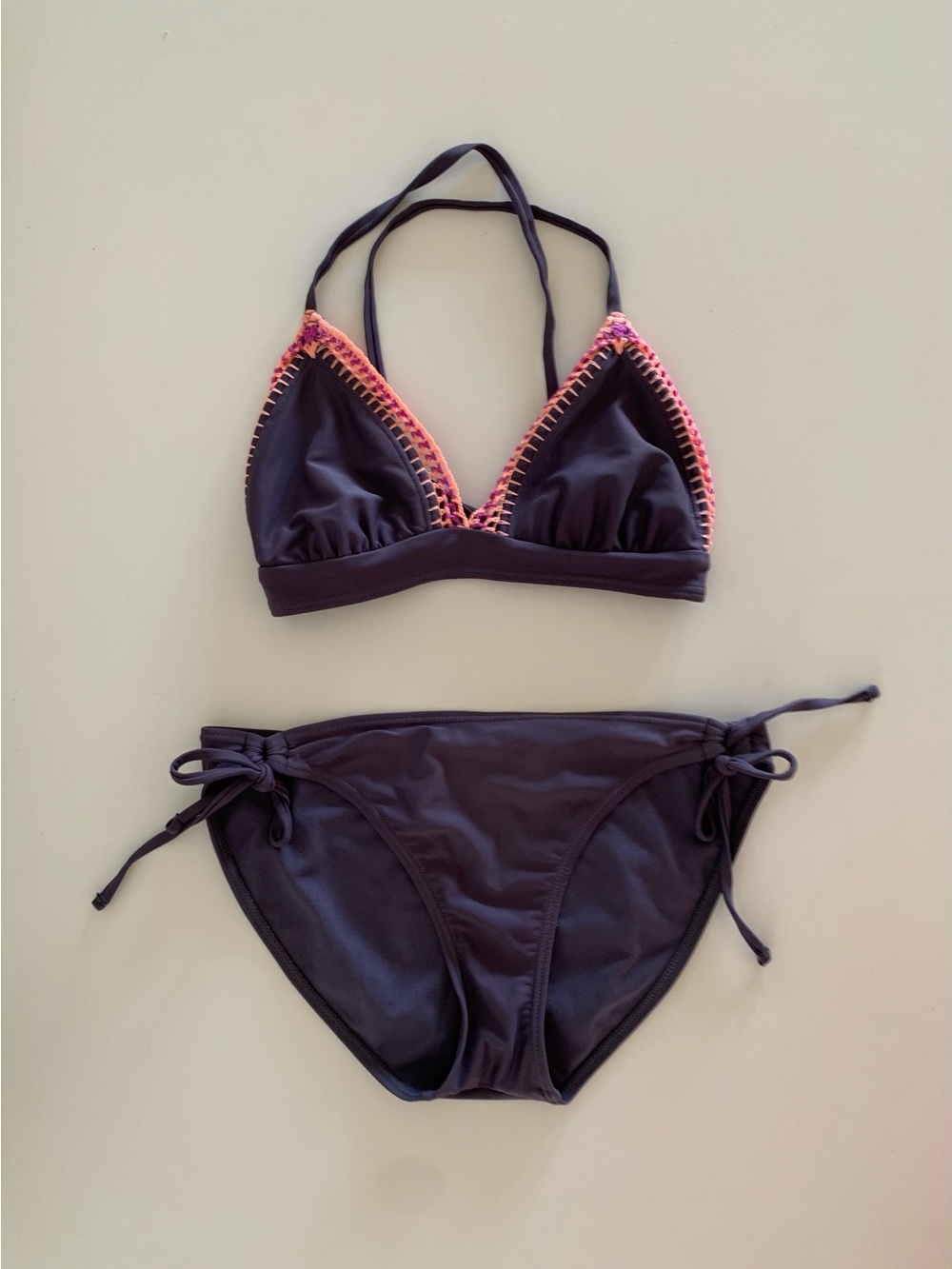 Xhilaration Black Bikini with Pink Accent Crochet